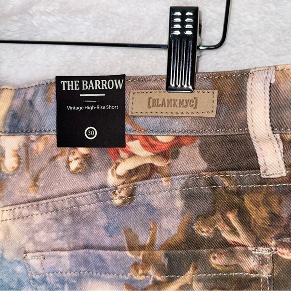 BLANKNYC The Barrow Vatican Vintage High Rise Printed Denim Shorts Angel Cherub - Picture 10 of 15